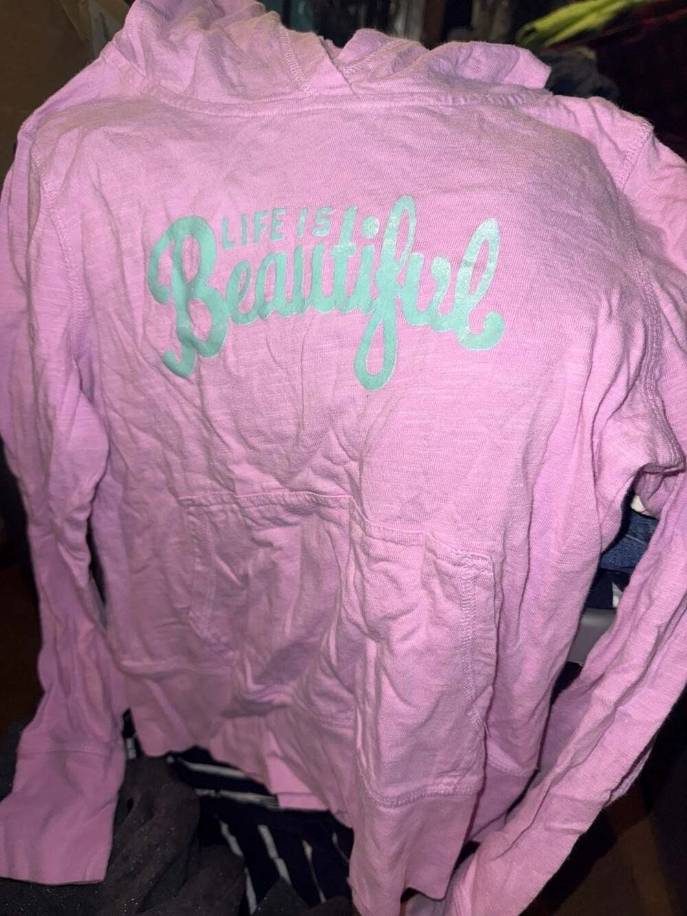 Old Navy Life Is Beautiful Hoodie Size L (10-12) Lavender Pink